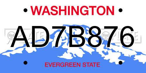 AD7B876 Washington License Plate