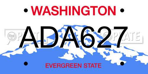 ADA627 Washington License Plate