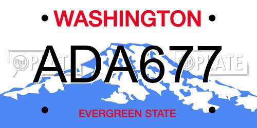 ADA677 Washington License Plate
