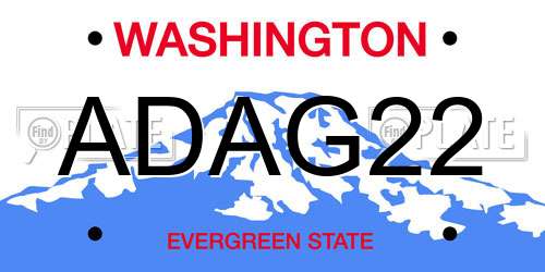 ADAG22 Washington License Plate