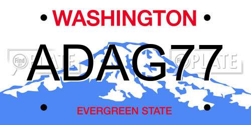 ADAG77 Washington License Plate