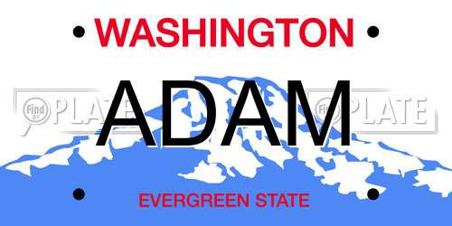 ADAM Washington License Plate
