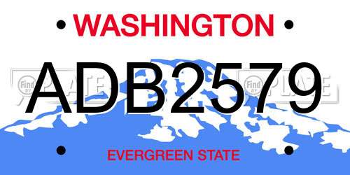 ADB2579 Washington License Plate