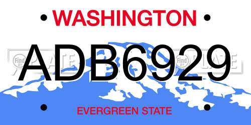 ADB6929 Washington License Plate
