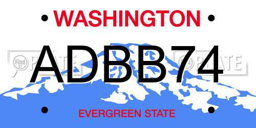 ADBB74 Washington License Plate