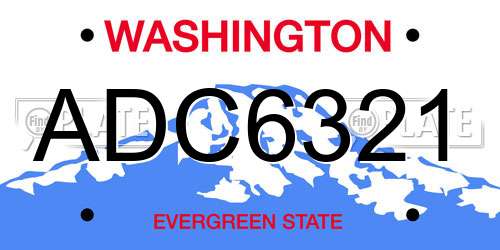 ADC6321 Washington License Plate