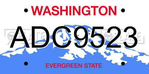 ADC9523 Washington License Plate