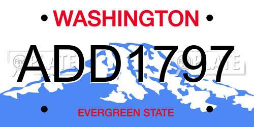 ADD1797 Washington License Plate