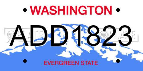 ADD1823 Washington License Plate