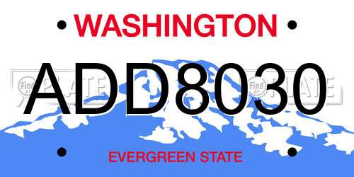 ADD8030 Washington License Plate