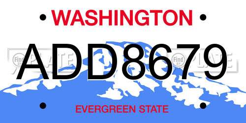 ADD8679 Washington License Plate