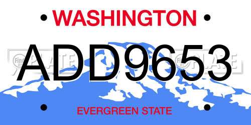 ADD9653 Washington License Plate