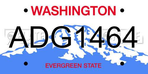 ADG1464 Washington License Plate