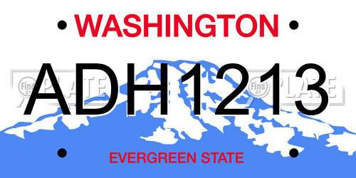 ADH1213 Washington License Plate