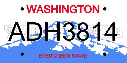 ADH3814 Washington License Plate