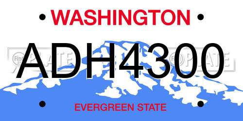 ADH4300 Washington License Plate
