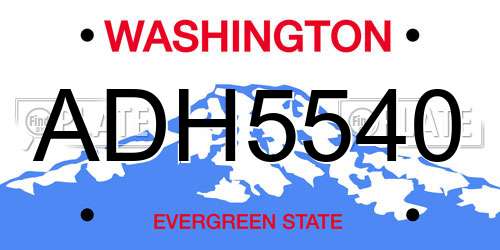 ADH5540 Washington License Plate