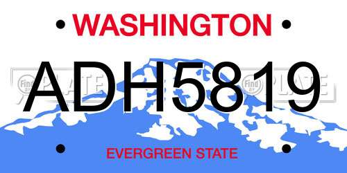 ADH5819 Washington License Plate