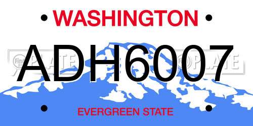 ADH6007 Washington License Plate