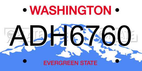 ADH6760 Washington License Plate