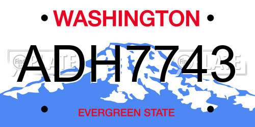 ADH7743 Washington License Plate
