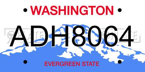 ADH8064 Washington License Plate