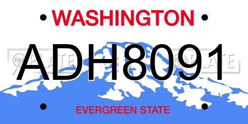 ADH8091 Washington License Plate