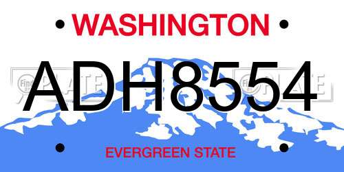 ADH8554 Washington License Plate