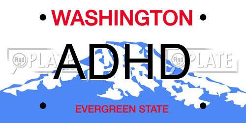 ADHD Washington License Plate