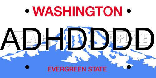 ADHDDDD Washington License Plate