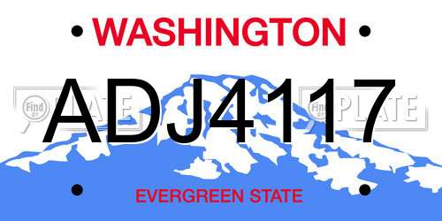 ADJ4117 Washington License Plate
