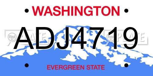 ADJ4719 Washington License Plate