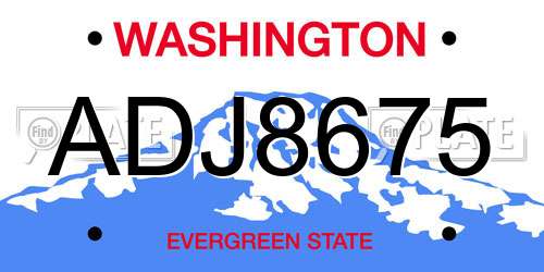 ADJ8675 Washington License Plate