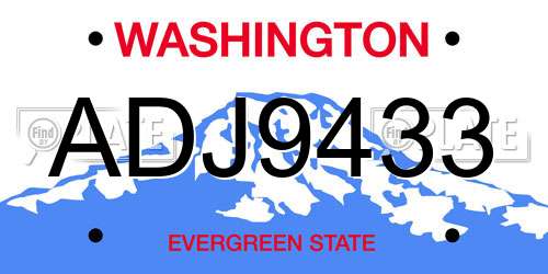 ADJ9433 Washington License Plate