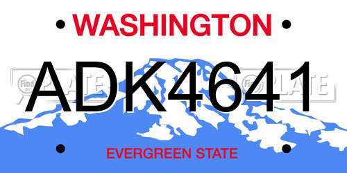 ADK4641 Washington License Plate