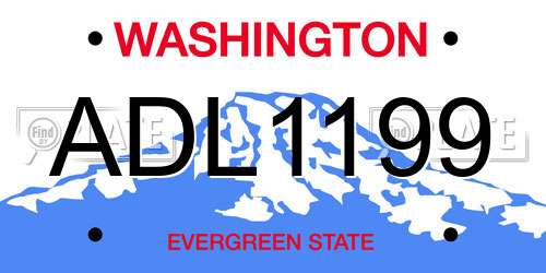 ADL1199 Washington License Plate