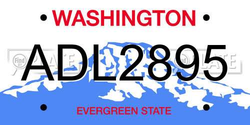 ADL2895 Washington License Plate