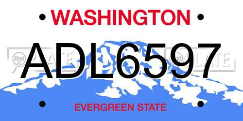 ADL6597 Washington License Plate