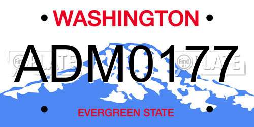 ADM0177 Washington License Plate