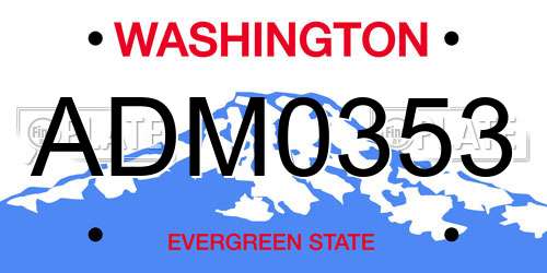 ADM0353 Washington License Plate