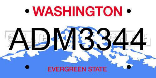 ADM3344 Washington License Plate