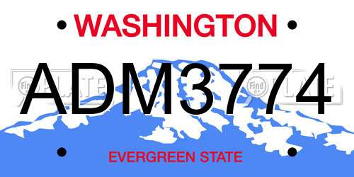 ADM3774 Washington License Plate