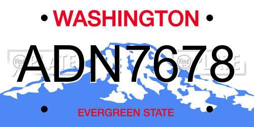 ADN7678 Washington License Plate