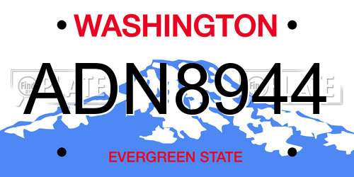 ADN8944 Washington License Plate