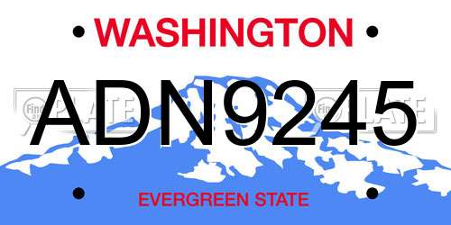 ADN9245 Washington License Plate