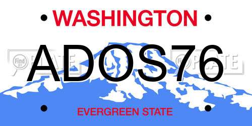 ADOS76 Washington License Plate