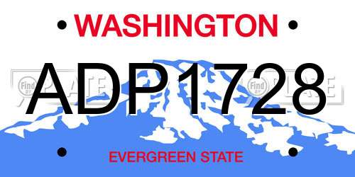 ADP1728 Washington License Plate