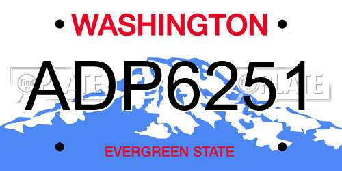 ADP6251 Washington License Plate
