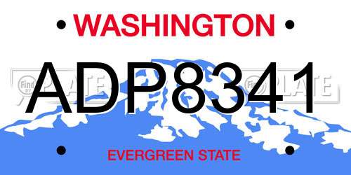 ADP8341 Washington License Plate