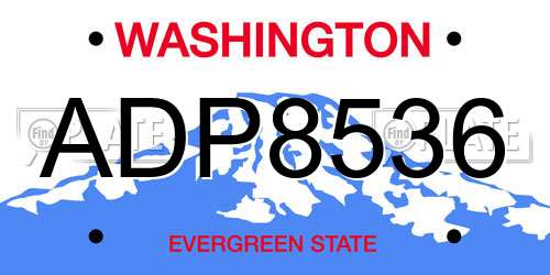 ADP8536 Washington License Plate